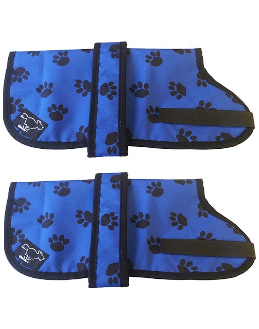 Personalised Waterproof Dog Coats | Royal Blue Pawprint| Fleece Lining