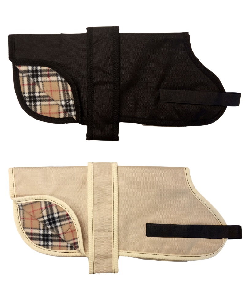 Personalised Waterproof Dog Coats | Checked Fleece Lining